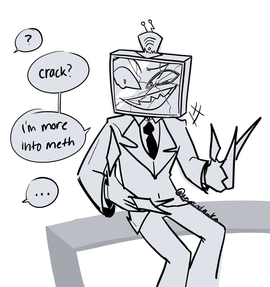 [Day 153 of daily Hazbin since S2] I... don't think they were talking about *that* kind of crack, Vox...

#HazbinHotel #HazbinHotelFanart #HazbinHotelVox