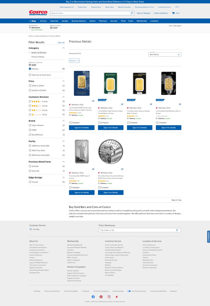 Costco Precious Metals Alerts tweet media