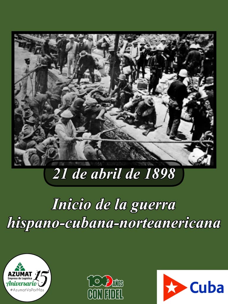 La Empresa Azumat conmemora el inicio de la guerra hispano-cubano-americana, acontecimiento que marcó un giro en la historia nacional. Este hecho nos recuerda la importancia de la soberanía y la unidad para construir un futuro digno.  
#AzumatVaPorMás #Azucareros #15AñosAzumat