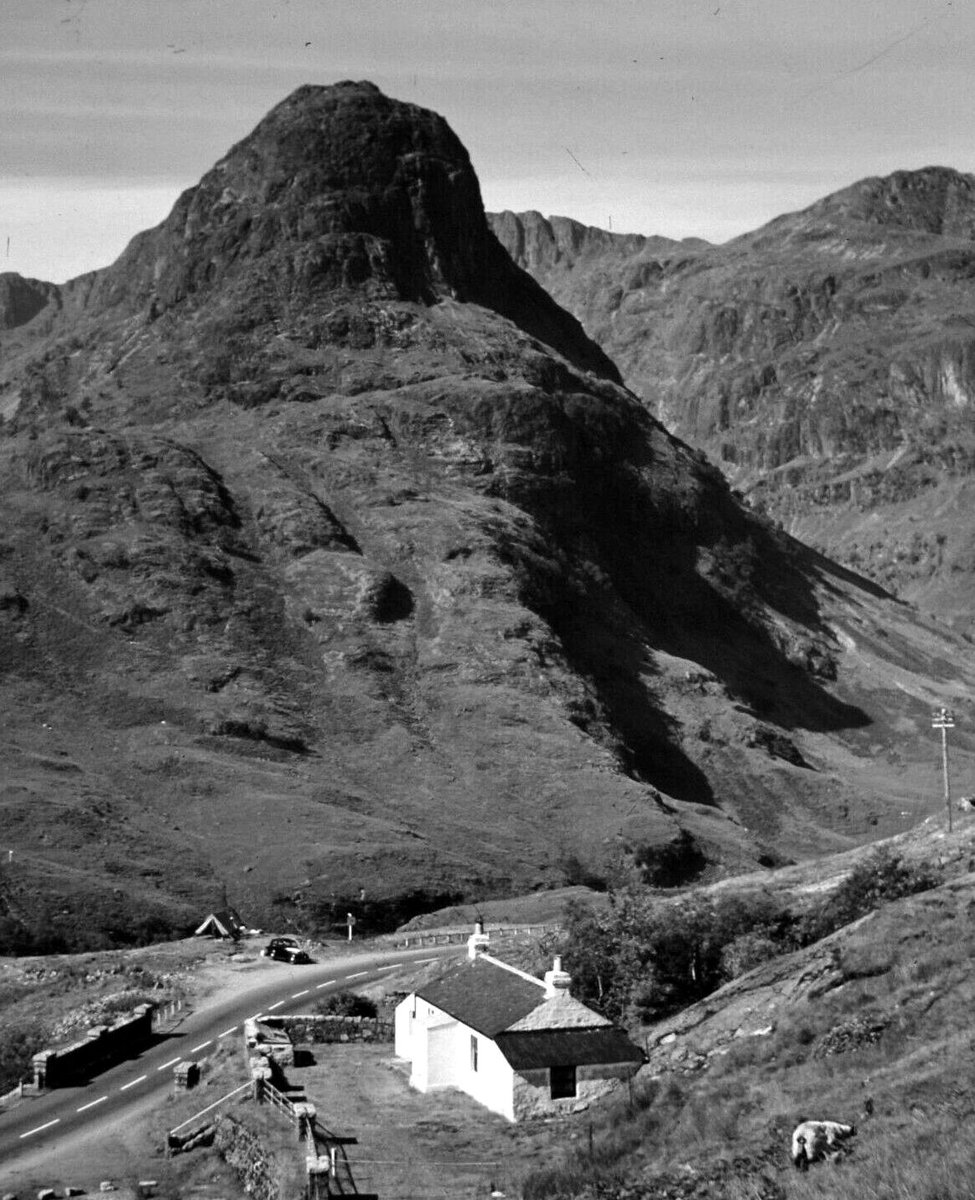 tourscotland's tweet photo. Old Tour #Scotland #Ancestry Travel Visit #Genealogy #Scottish Family #History Blog #photography of a cottage below #Aonach Mor mountain in #Glencoe, #Highlands. Despite its name, #Aonach Mòr is slightly lower than its neighbour Aonach #Beag https://t.co/CWAxpmmNwH https://t.co/zNqDotNNUR