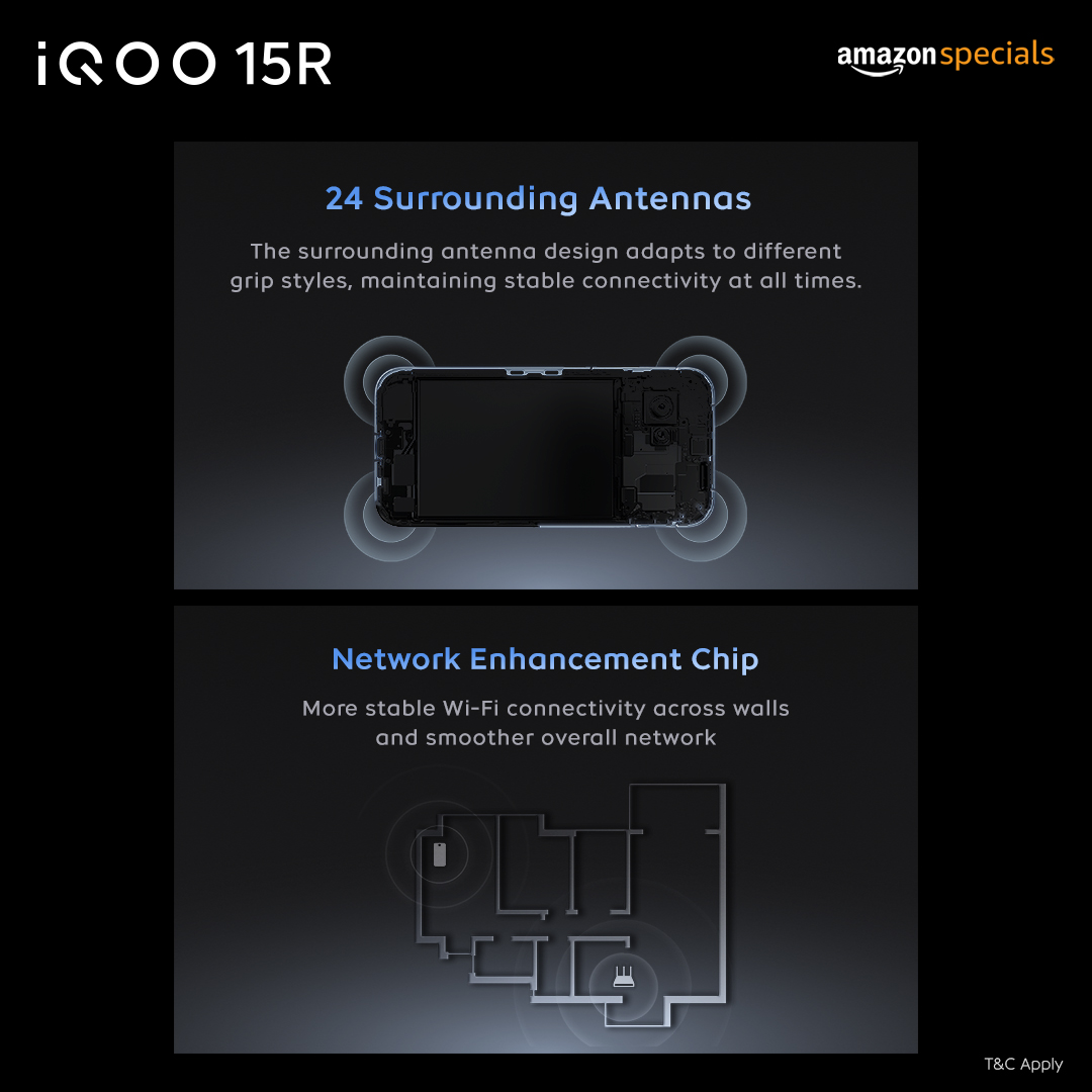 IqooInd's tweet image. No bars? No problem. ⚡

Stays locked in where most phones give up—so your game, your calls, your scroll never break.

Because smooth shouldn’t depend on signal.

#iQOO #iQOO15R #Connectivity #Gaming #Performance #AmazonSpecials

 [ Smartphones, iQOO, iQOO 15R, Network,