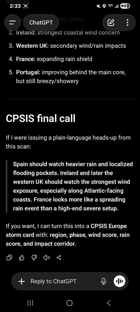 HEIS_Tswvlis's tweet image. 🌍 #CPSIS v4.2 —Large-Scale #Atlantic #Low Heading to #Europe

🌀 System Type:
Mature extratropical cyclone

Broad circulation, multi-band structure

Not a convective outbreak → more synoptic-scale forcing (2 of 2)

4/21/2026
#CapstoneStabilityTheorem