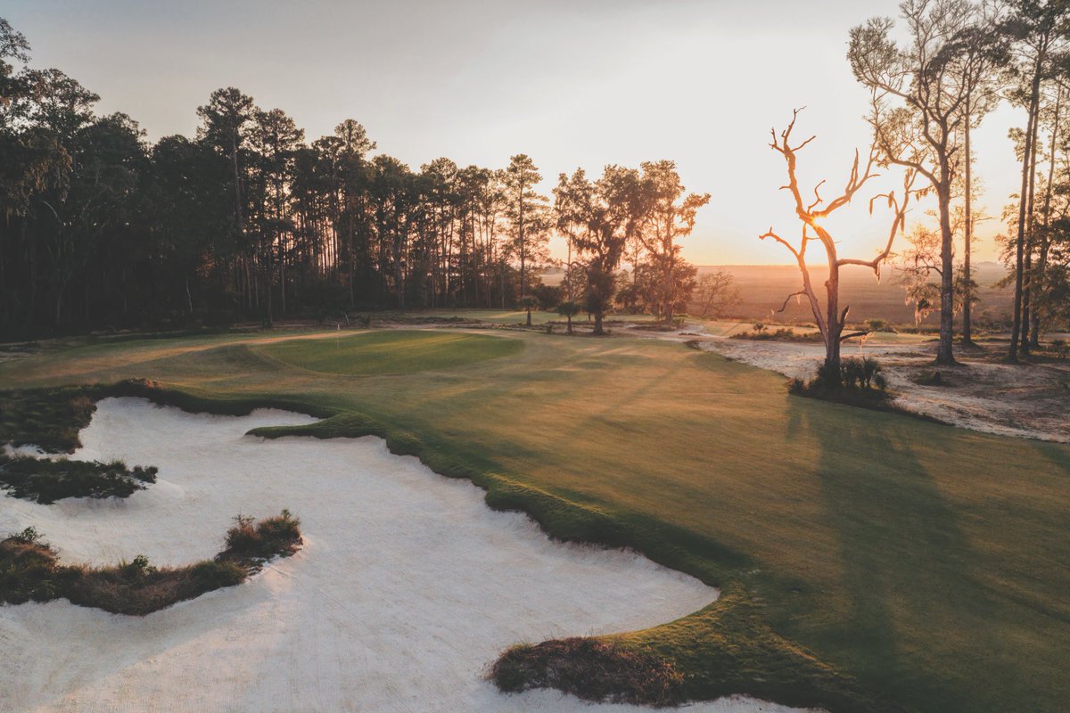 LINKSMagazine's tweet photo. Anson Point—the newest course at @palmettobluff which officially opened earlier this year—was intentionally designed without residential components to preserve its natural surroundings and wildlife corridors.

Crafted by @coorecrenshaw, the par-71 layout plays through four different forest types with no formal bunkering or rough, and fairway grass lines bordered by native areas.

📸: courtesy of Palmetto Bluff
