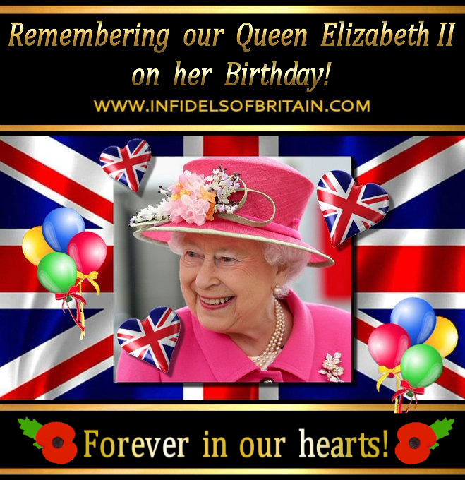 IOBOFFICIAL's tweet photo. REMEMBERING  OUR QUEEN ELIZABETH II ON HER BIRTHDAY - WITH LOVE! FOREVER IN OUR HEARTS &amp; WITH US!🇬🇧❤️😃🍺💂‍♀️🌹🏴󠁧󠁢󠁥󠁮󠁧󠁿🎉🎈🎀@ArmyInLondon @RoyalAirForce @RoyalMarines #queensbirthday #uk #NigelFarage @kensingtonRoyal @clarenceHouse  @RoyalFamily @realDonaldTrump  https://t.co/WcEU6cPtBK https://t.co/bdMAl9bdXU