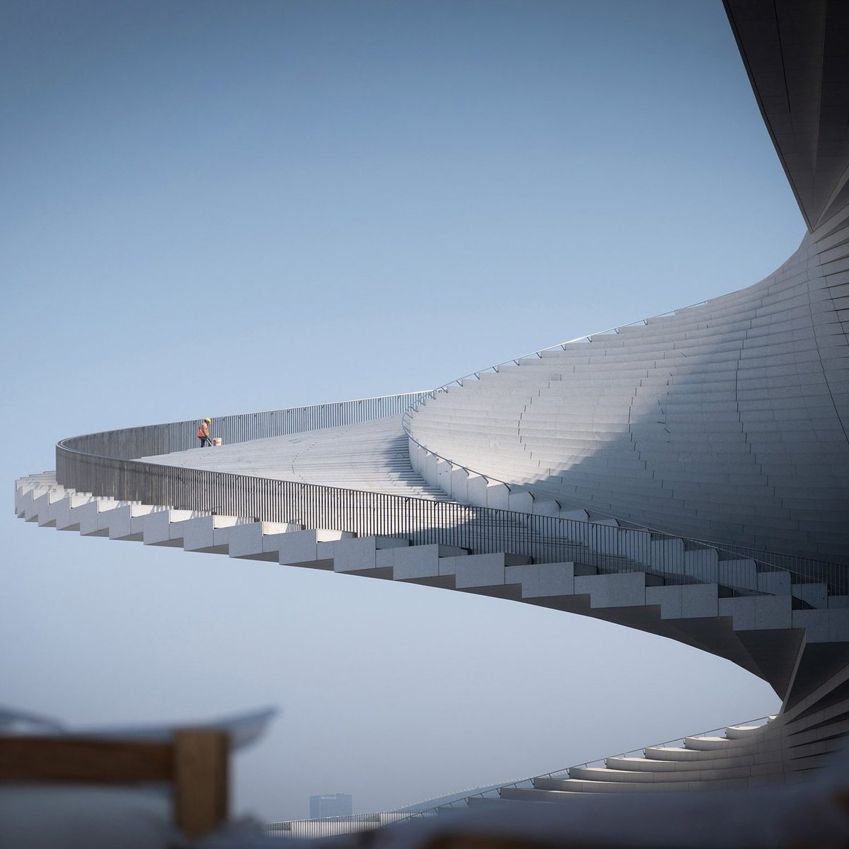 UnthinkableBld's tweet image. Snøhetta’s Shanghai Grand Opera House features a sweeping spiral roof and sculptural interior that rises above the lobby like a floating ribbon.
@parametricarch 
#Architecture #Shanghai #Snøhetta #CulturalBuilding