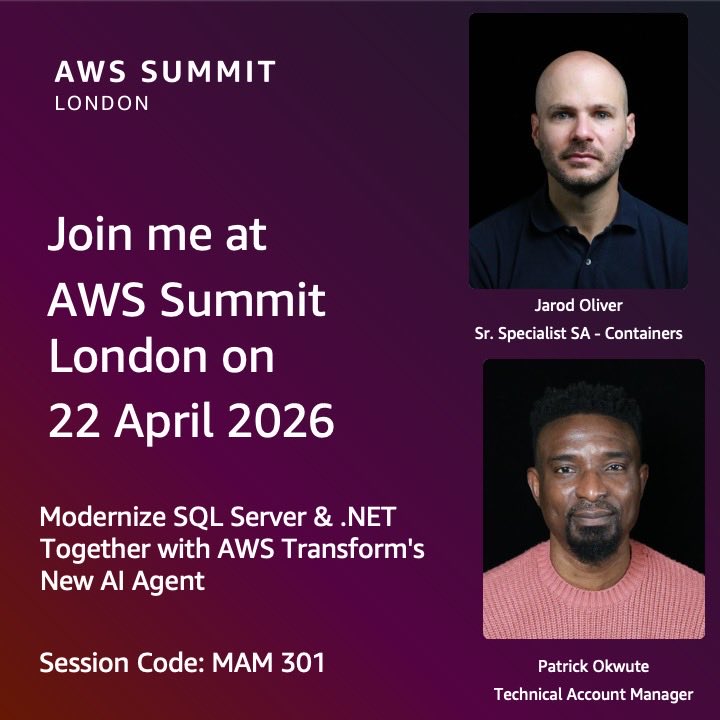 PatrickOkwute's tweet photo. See you tomorrow at The AWS London Summit. Please feel free to reach out 

#AWSLondonSummit https://t.co/iCtmOarJsQ