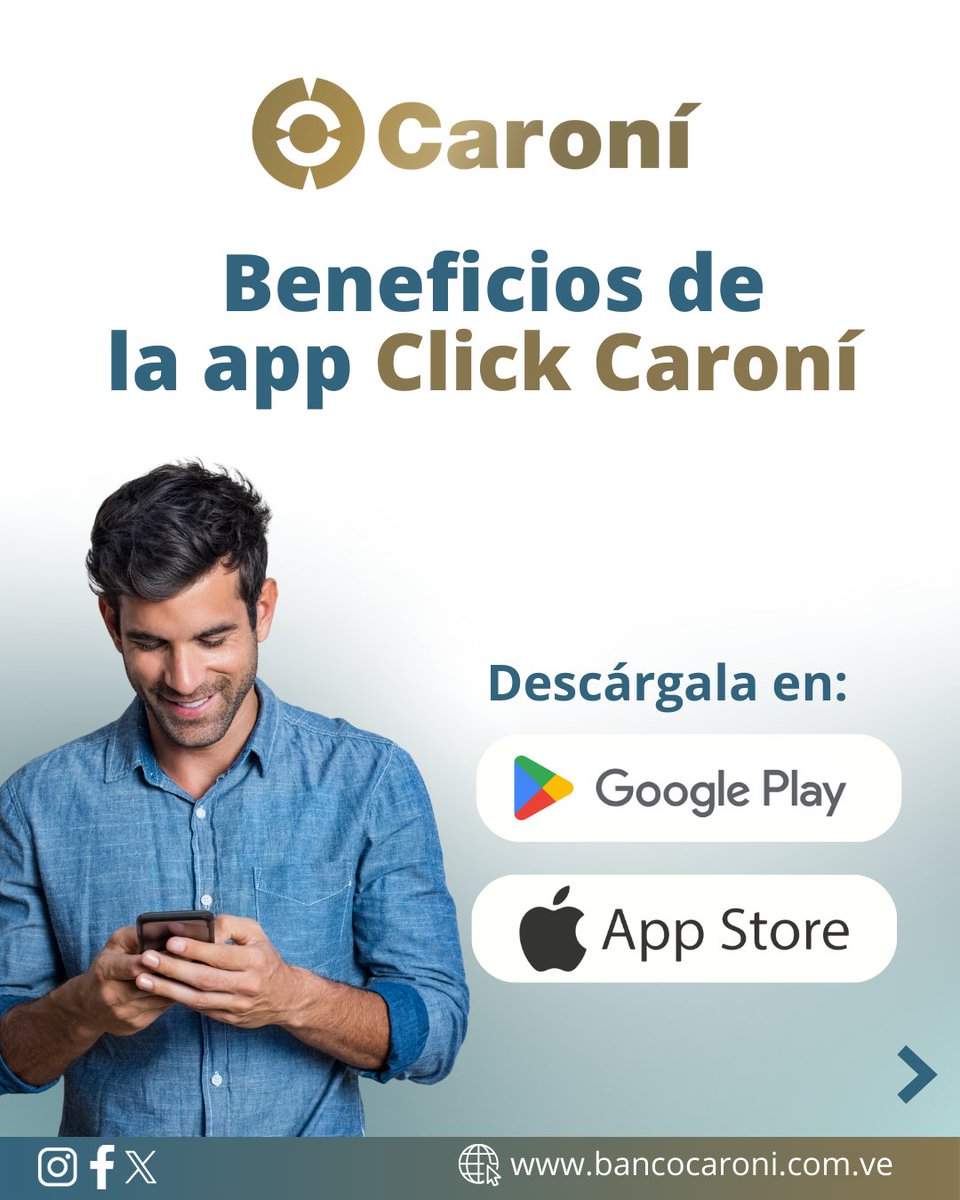bancaynegocios's tweet image. ¡Ahora #ClickCaroní en #PlayStore y #AppleStore !
Tenemos nueva imagen y funciones en Click Caroní! Cuenta con autenticación biométrica.

Una nueva versión que estamos seguros que te encantará y te brindará mayores beneficios para realizar tus transacciones en @Bcocaroni_ve.