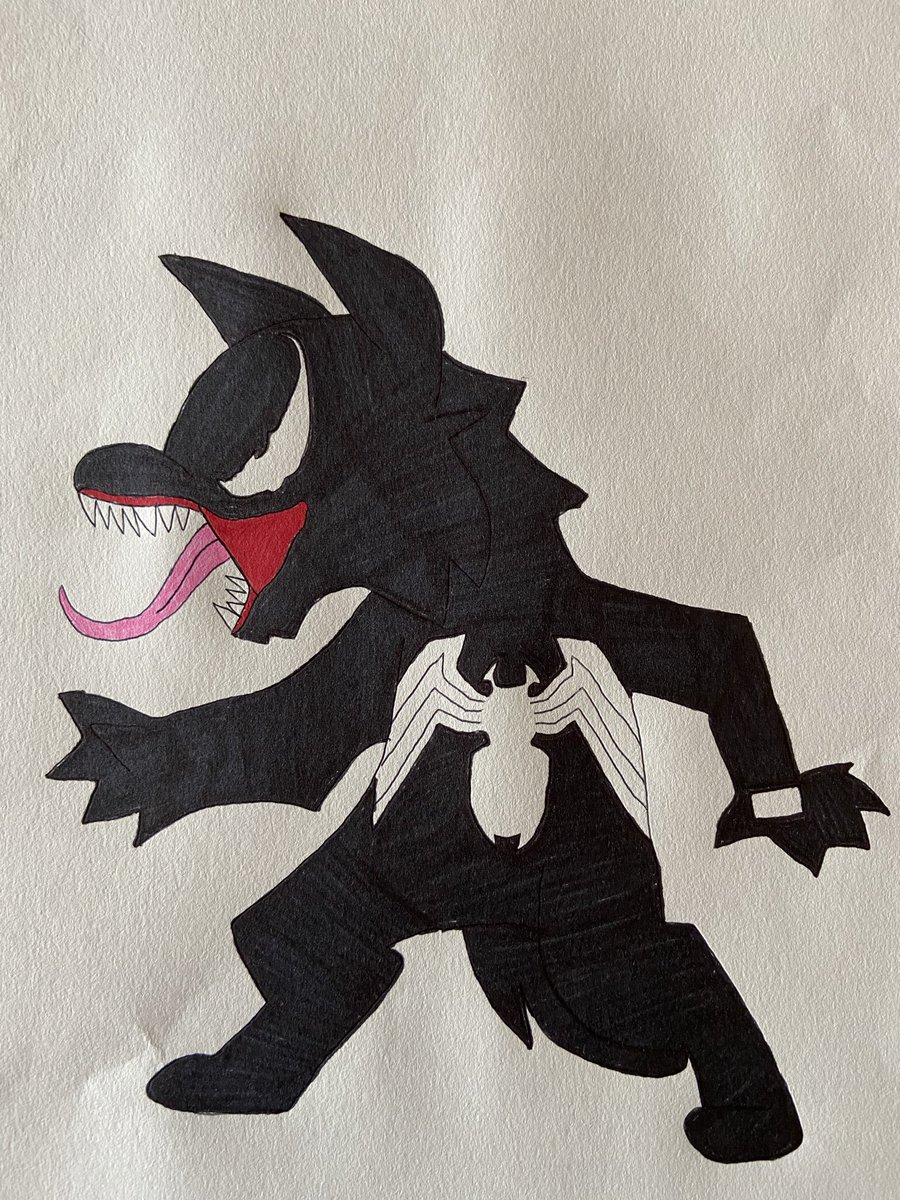 ryanredx4's tweet image. Symbiote Wolf &amp;amp; VEN-AKU 🐺⚫️ #Drawing #Coloring #Creativity #Imagination #Wolf #Symbiote #Venom