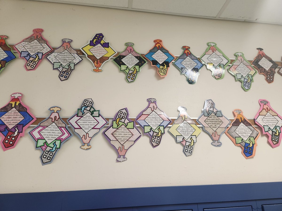 MrsTalmoHB's tweet photo. More Geology Diamante Poems comparing volcanoes and earthquakes! #ELA #WarriorStrong #BetterTogether https://t.co/VMpvePRtJR