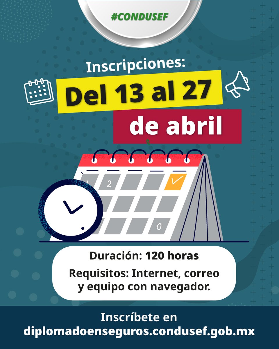 CondusefMX's tweet image. 🛡️ ¡Tu tranquilidad comienza cuando aseguras tu futuro!

🎓 Da el siguiente paso aprendiendo todo sobre seguros en el #Diplomado en #Seguros de la #Condusef.

💻 Es GRATIS y 100% en línea.
✅ Elige mejor y protege lo que más importa.

👉 Inscríbete aquí: diplomadoenseguros.condusef.gob.mx