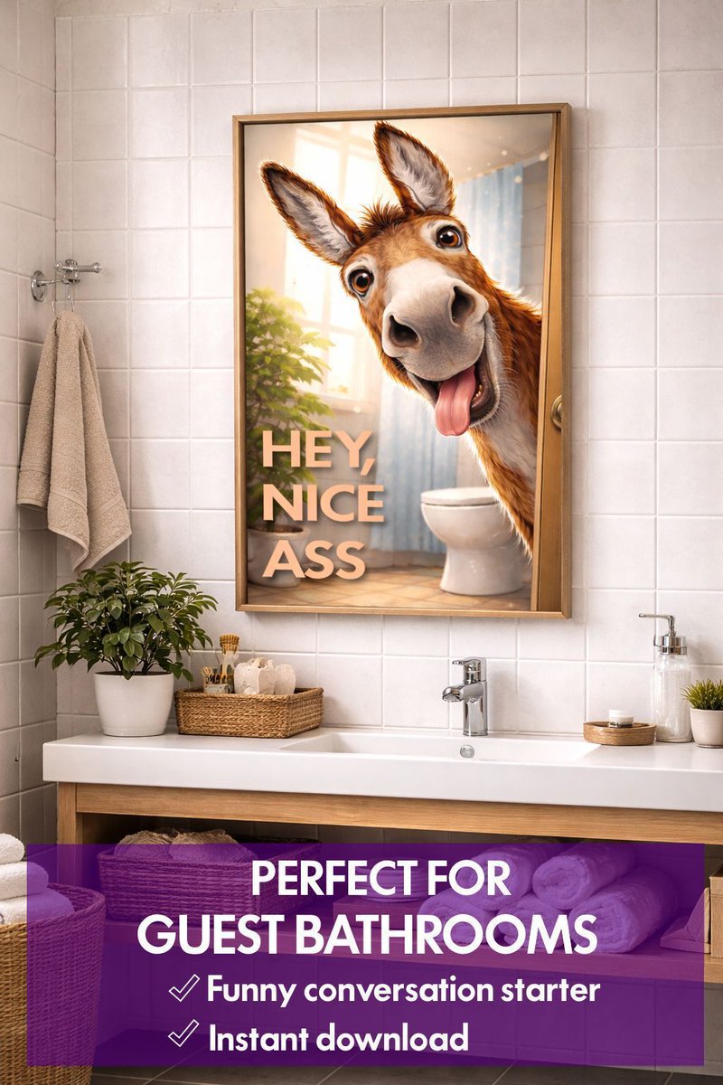 BJDesignsX's tweet image. Funny Bathroom Wall Art Printable – Donkey Quote Bathroom Decor 

This one will definitely get a reaction from your guests.
bjdesignsx.etsy.com/uk/listing/446… 

#wallartdecor
#printablewallart
#homedecorideas
#gallerywall
#moderninteriors
#digitalartprint
#homedecor