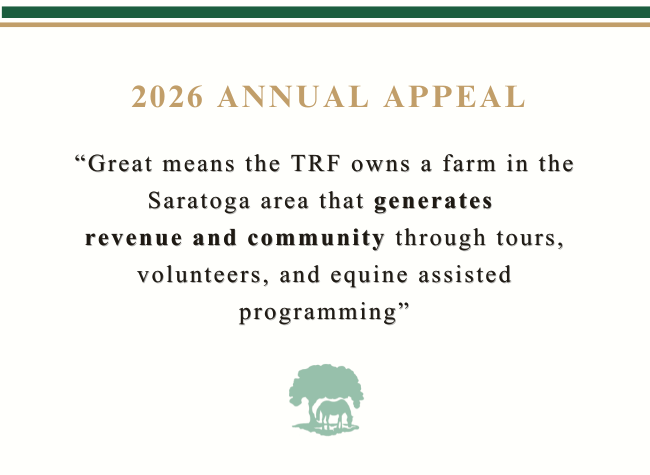 trfinc's tweet photo. Here is a snapshot of our 2026 Annual Appeal Letter that highlights the future of the TRF. Be part of our mission this year💚 https://t.co/5IkOunRlaa 

#AnnualAppeal #CommunityImpact #GiveBack #thoroughbredretirementfoundation #thoroughbred #racehorses #aftercare https://t.co/FU0KmYYaIA