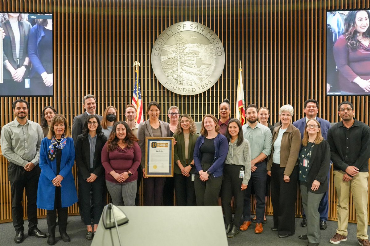 SustainSMC's tweet photo. Today we're proud that the Board of Supervisors recognized April 22 as Earth Day. We're also excited to announce our newly launched Climate Action dashboards! 
Link: https://t.co/hmF9NtCXoi
Link: https://t.co/8oa5yPKeYX 

#SanMateoCounty #SustainSMC #ClimateActionPlan https://t.co/SCj7vX9gKr