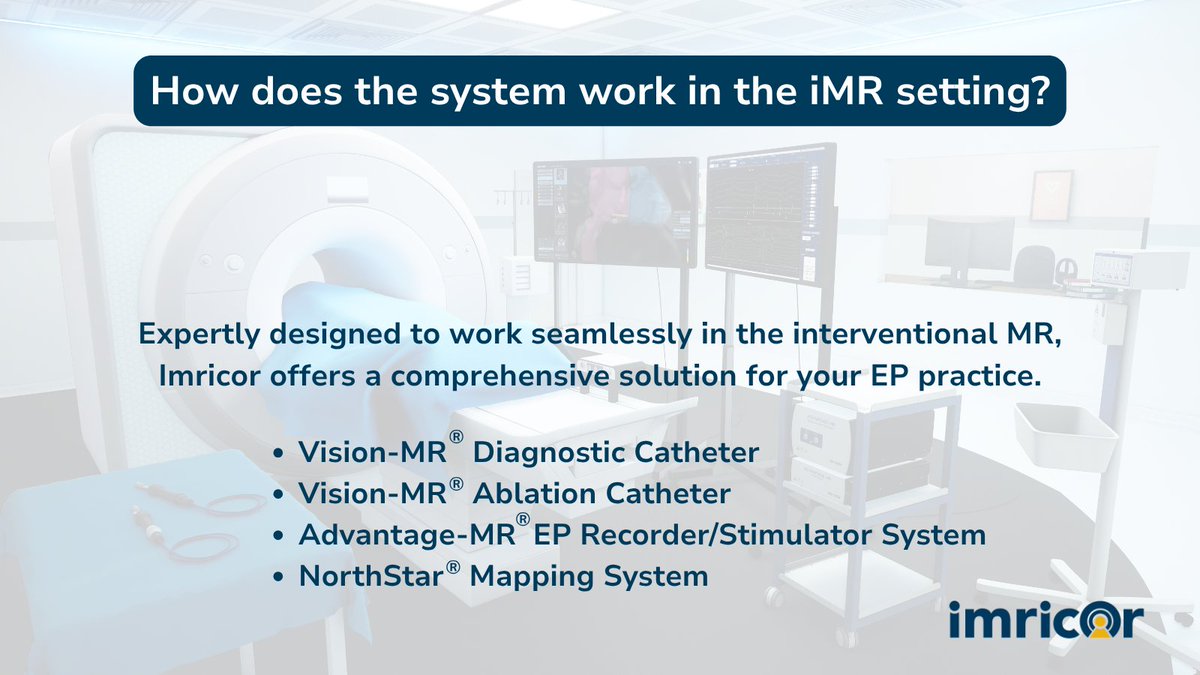 imricor's tweet photo. 📢 Q&A: We're answering your commonly asked questions!

Dive into all this and more with expert insights from clinical presentations, an immersive interventional MR lab walkthrough, and live NorthStar® Mapping System demos at hashtag#HRS2026 this week at booth 1822.

Looking for dedicated time? Schedule your Discovery Session:
https://t.co/z7jWTSVZO5

Plus, join our experts in-booth + a world's first case!

📅 Friday, April 24 at 4:00 PM
Dr. Ken Bilchick: Early experiences of real-time MRI guided cardiac ablations at UVA

📅 Saturday, April 25 at 10:30 AM
Dr. Michiel Kemme and Dr. Luuk Hopman: World’s first real-time MRI ventricular tachycardia ablation

Not all products available in all geographies.
#iMR #EPeeps #WhyCMR