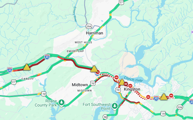 LiveTraffic2's tweet image. Roane County/Kingston Area- Slow go on I-40 eastbound at 352 mm 4:04pm ET. commanderchuck.net #CommanderChuck #Knoxville #Tennessee #TDOT #Traffic #TrafficAlert #Follow #Weather