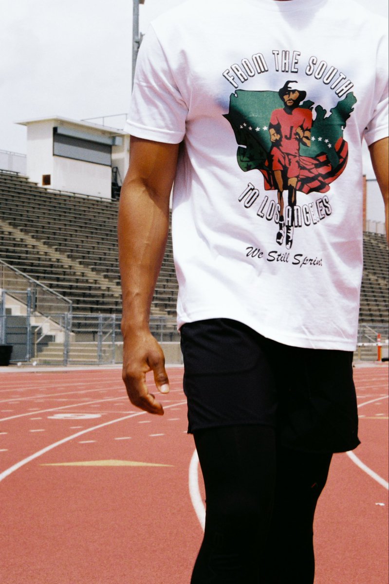 callmeT__'s tweet photo. We Still Sprint has always meant more to me than running. For 2 years, it’s been my call to action, a hopeful contribution to the longevity of my people. Every sprint is resistance. This shirt pays homage to Dick Gregory’s Food Run. 

We Still Sprint stands on his shoulders. https://t.co/l8w0mq6B1w