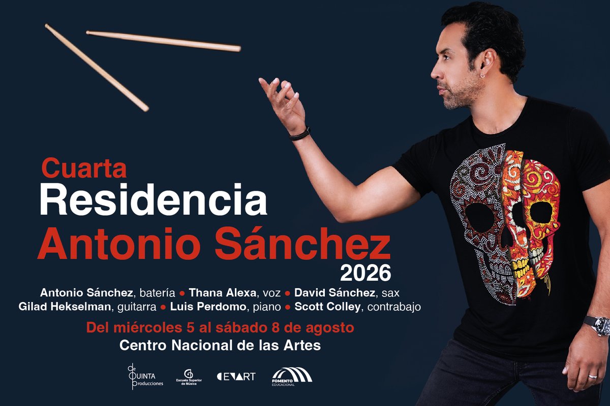 DeQuintaPro's tweet photo. 🎷🚨 ¡Jazzistas avanzados, último aviso! La Residencia Antonio Sánchez 2026 cierra audiciones el 30 de abril. Una plantilla docente de primer nivel, una mínima cuota: $3,000 MXN. 
🎓✨ ¡Envía tu video ya! 
Detalles en el link: https://t.co/C46Nf9cXwk 📩🎶 https://t.co/qjNaVAtYEf