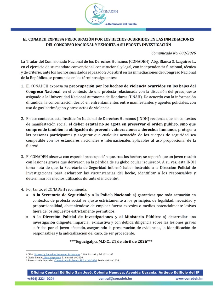 CONADEH-La Defensoría Del Pueblo tweet media