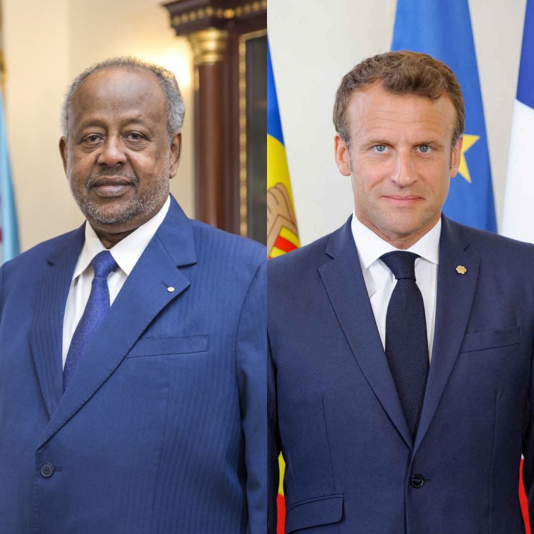 IsmailOguelleh's tweet photo. Emmanuel Macron a félicité Ismail Omar Guelleh, réélu président de Djibouti. « À l’occasion de votre réélection, mes félicitations les plus chaleureuses et mes vœux sincères de succès dans la mission que vous a confiée le peuple djiboutien. » https://t.co/RdLyqv9HFC