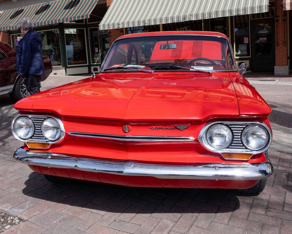 TerryWood19's tweet photo. We just attended Spring Thaw - The Vintage Car Show at Heritage Park here in Calgary. Beauties to behold - '65 Corvair, '40 Ford Coupe, '56 Ford Fairlane, and my personal fave the '59 Austin Healey Sprite! April 19, 2026 https://t.co/WG6xSRFmXA