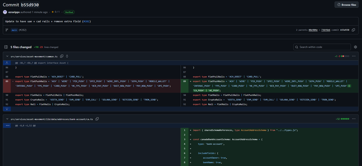 Syno_0x's tweet photo. Keeta $KTA Network has added support for UAE and Canadian rails in the Anchor GitHub repository

Alongside the rail expansion, this includes full bank account schema implementations for both regions. https://t.co/s7mXpjDKHi