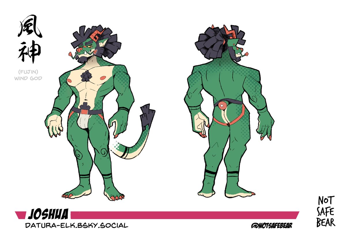 Josh, horrible and beautiful green man. He eats an ungodly amount of scallions and cilantro, and tortures his friends with ddr. This fella finally got a ref from the lovely
<a href="/NotSafeBear/">NotSafeBear • Moved, check pinned.</a> 
I originally adopted a long time ago but never really had the chance to get him a ref.