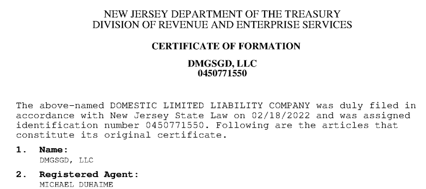 WillBredderman's tweet image. Something fun I noticed: #NY12 frontrunner Jack Schlossberg, a Democrat, has been shelling out to an NJ firm called DMGSGD, LLC for campaign consulting.
DMGSGD belongs to veteran GOP operative Michael Duhaime—an alumnus of Giuliani, Chris Christie, the NRSC, and George W. Bush