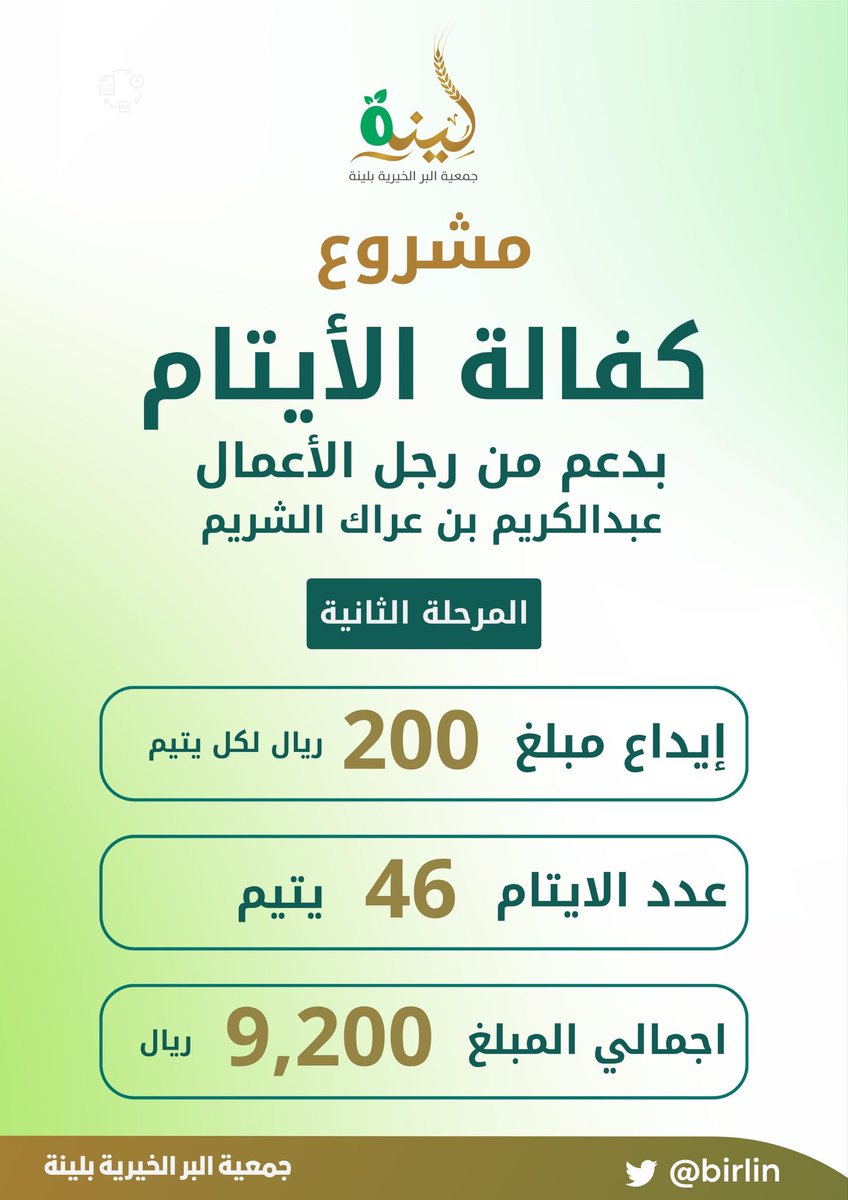 BirLinh's tweet photo. قامت #جمعية_البر_الخيرية_بلينة
وبدعم من رجل الأعمال عبدالكريم بن عراك الشريم 
ايداع #كفالة_الأيتام
( المرحلة الثانيه ) https://t.co/mT0nEIeLU4