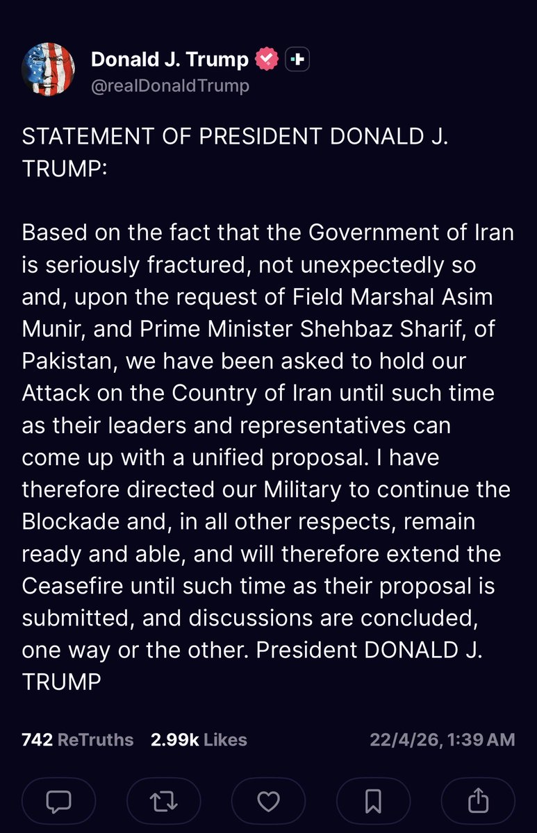UnbiaslyAI's tweet photo. President Trump latest statement on Iran war :- https://t.co/zvhmKa9Q9q