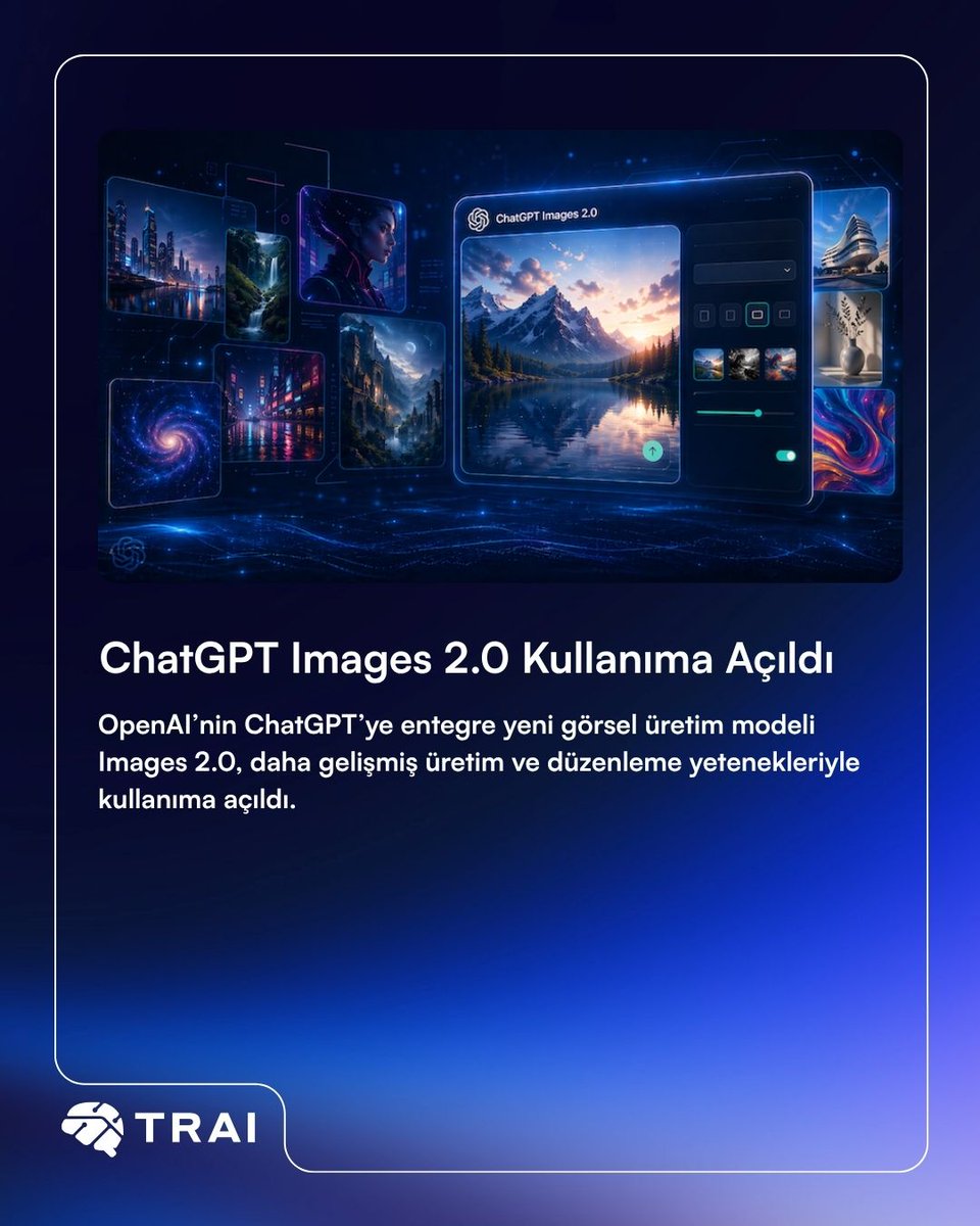 turkiyeai's tweet image. OpenAI, ChatGPT’nin yeni görsel üretim modeli ChatGPT Images 2.0’ı duyurdu.

Yeni modelle ilgili detaylar:
buff.ly/Z6gm1Jg

#OpenAI #ChatGPT #YapayZeka #AI