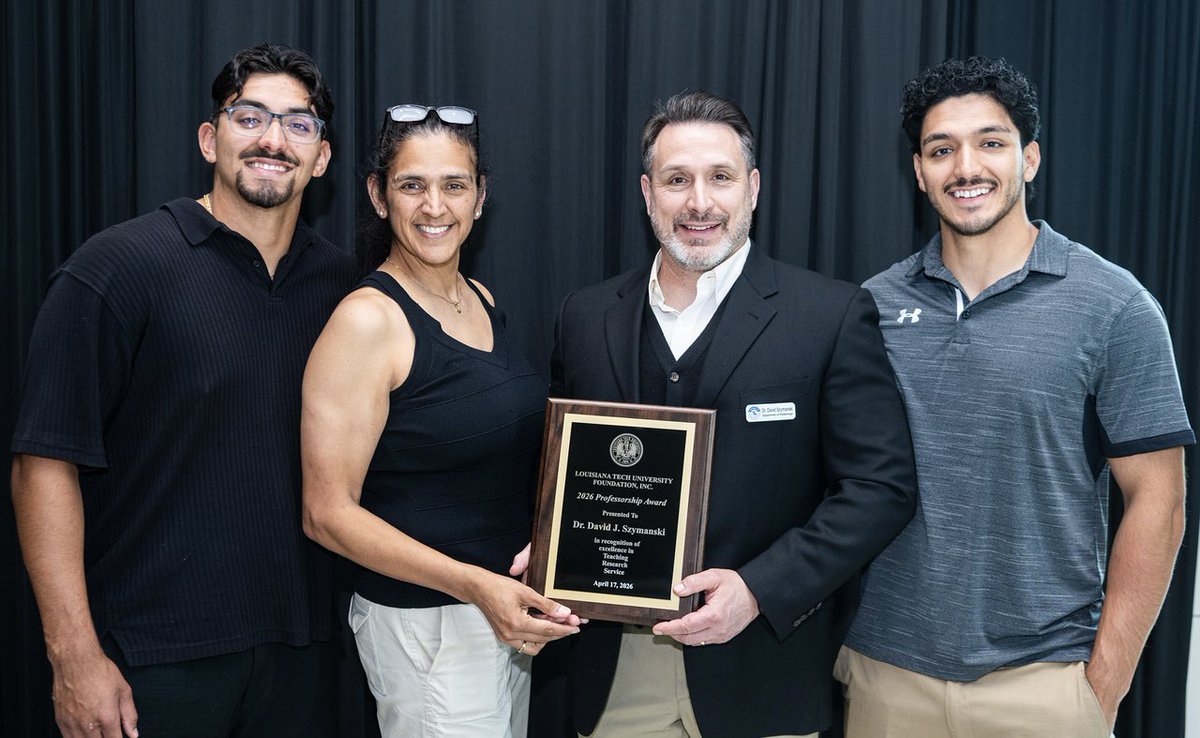 LATechCEHS's tweet photo. Congratulations to Dr. David Szymanski on receiving the 2026 Louisiana Tech University Foundation Professorship Award!👏🎉 https://t.co/plTgRNCesN