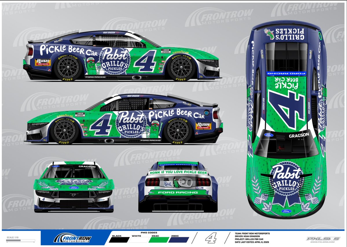 joe_srigley's tweet image. #NASCAR... @NoahGragson will have co-sponsorship from @PabstBlueRibbon and @GrillosPickles this weekend at @TALLADEGA, with their pickle-flavored beer collaboration.