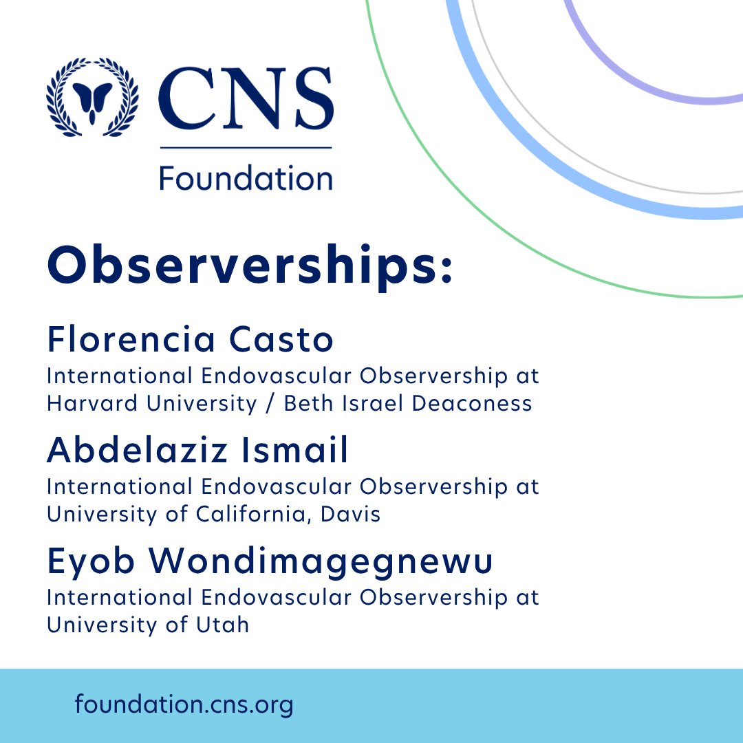 CNS_Update's tweet image. Congratulations to all the 2026 CNS Foundation Awardees—we can't wait to see what you will accomplish! Thank you to everyone who applied. For the full list and previous winners visit: bit.ly/3OVmR2a
#CNSF #awards #neurosurgeons
