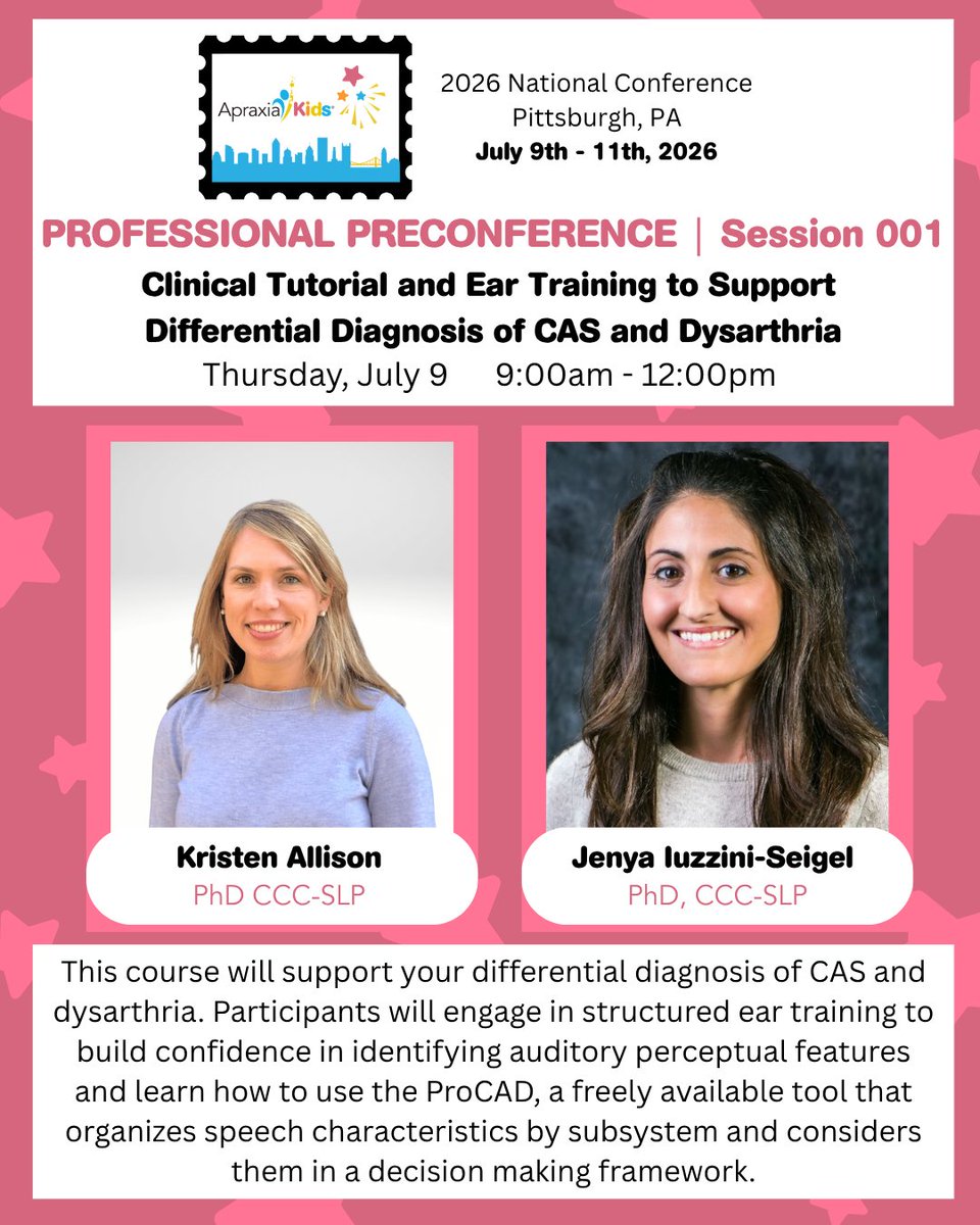 Apraxia_KIDS's tweet image. Meet our preconference speakers! We can't wait to see you Thursday, July 9th.

Learn more and register: apraxia-kids.org/apraxia-kids-n…

#CEU #Education #Apraxia #CAS #speech #SLP #Pittsburgh