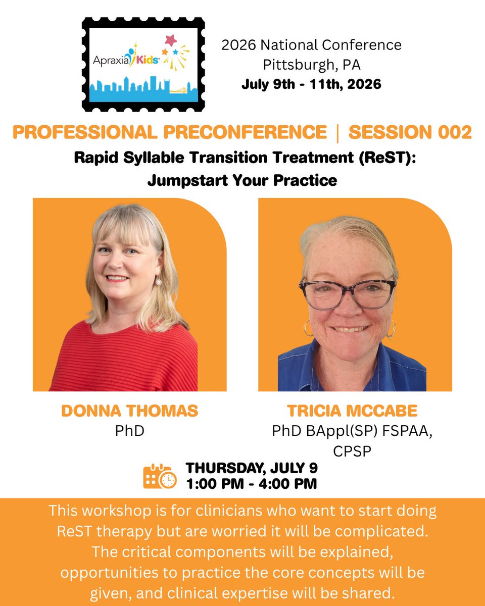 Apraxia_KIDS's tweet image. Meet our preconference speakers! We can't wait to see you Thursday, July 9th.

Learn more and register: apraxia-kids.org/apraxia-kids-n…

#CEU #Education #Apraxia #CAS #speech #SLP #Pittsburgh