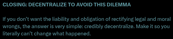 _Enoch's tweet photo. Build Ethereum, not a bank. Be Aztec, not arbiscrollasetimismnet. Have an unconditional exit window of some non-zero duration, preferrably infinity.

If you're a user or an app? Just stay on mainnet. https://t.co/5TXPz1Bm8d