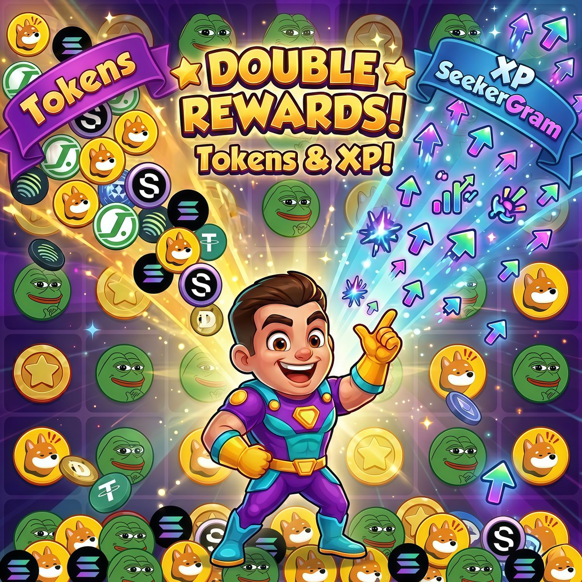 CrushCoin_game's tweet photo. 💥 Crush twice as much — earn twice as much! 💥

Now on CrushCoin, you can farm not only $BONK, $JUP and $SKR tokens, but also XP for SeekerGram! 🍬💰
Play, level up your profile on @SeekerGram  and dominate both ecosystems @solanamobile  at the same time. Your profits grow with every match! 🚀

#CrushCoin #SeekerGram #Solana #P2E #Web3Gaming #SolanaMobile