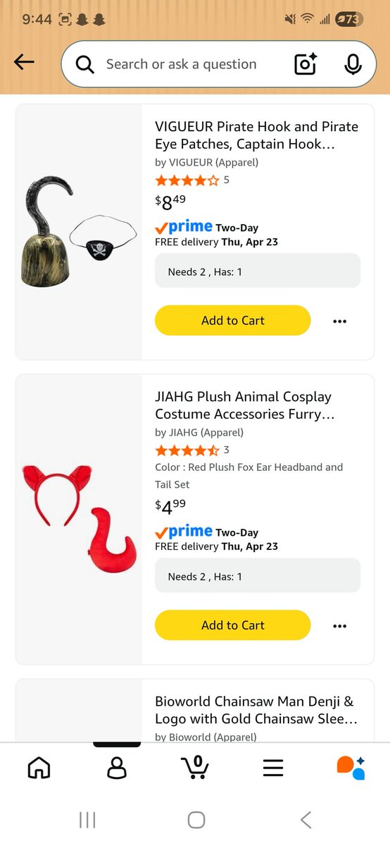 aprielasaurus's tweet photo. Last minute cosplay needs im sure are confusing my sister's Amazon algorithm https://t.co/rEI7FOyZ6i