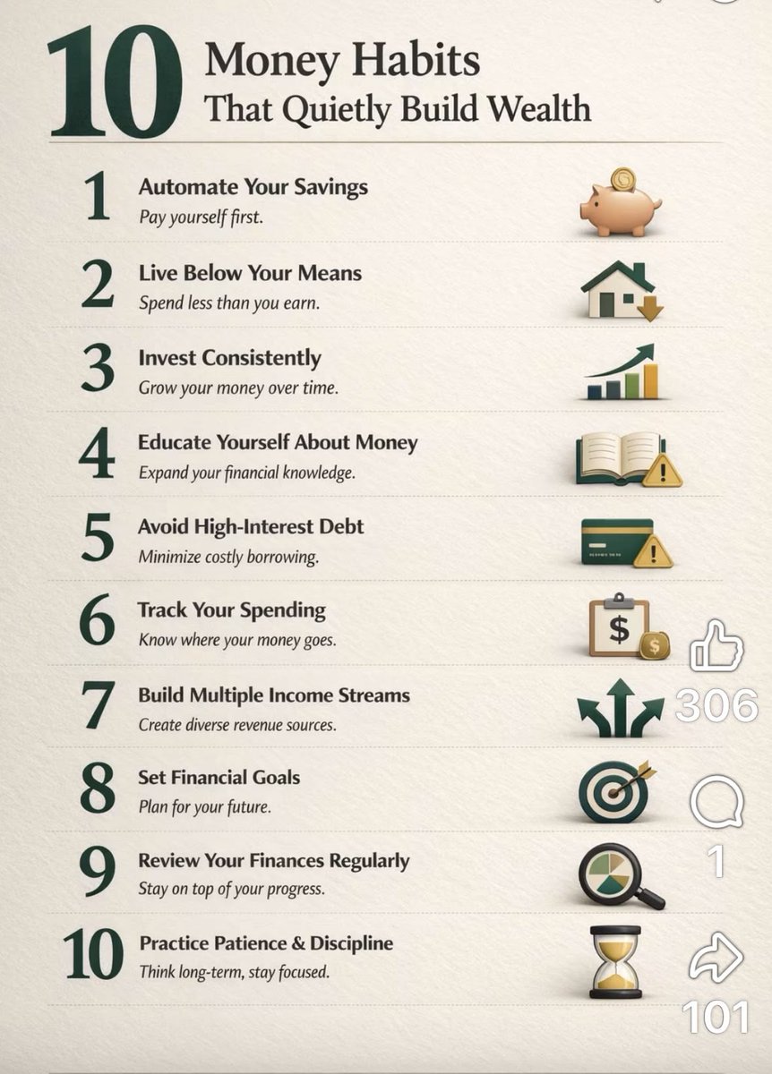 SuccessBluePrtX's tweet photo. 10 Money Habits That Quietly Build Wealth. https://t.co/BOHVqLUWlC