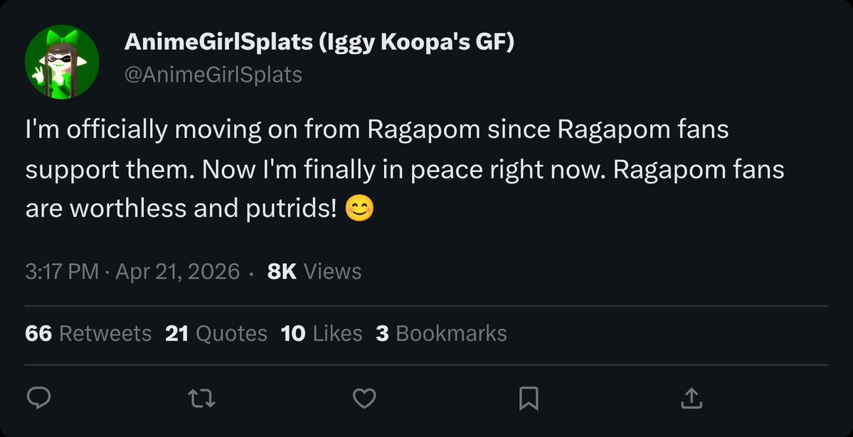 ShowDf33142's tweet image. @AnimeGirlSplats has officially moved on from Ragapom @JustTheClippy @LizzieRFreeman #tadc #ragapom