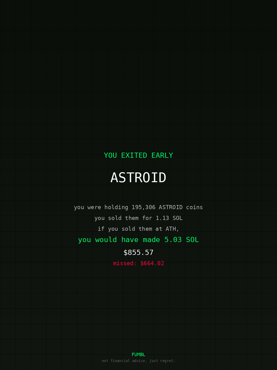 amrohr13's tweet image. just checked fumbledbags.com bro actually coulda had a fat bag on $ASTROID 

FsPykXcBDbnbfcbhP33xgrfRVV8Ev8aqAfZvgAyLpump
#solflare 
#quality