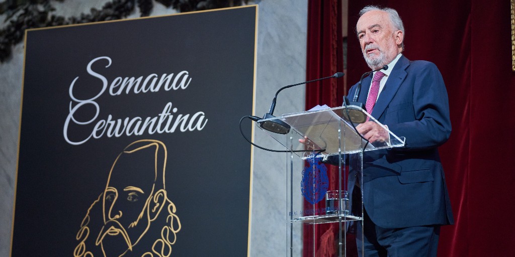 RAEinforma's tweet photo. La RAE ha inaugurado hoy su Semana Cervantina con una sesión bajo el título «Matrimonio y las relaciones de pareja en las obras de Cervantes».

Han intervenido en ella el director de la Academia, Santiago Muñoz Machado; el profesor Alfredo Alvar, y la académica Soledad Puértolas. https://t.co/UqD1ZraOIC