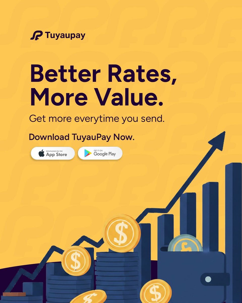 tuyaupay's tweet image. You work hard for your money, don’t let bad rates take a cut of it.

Every naira or dollar matters, especially when you’re sending it home.

Get more value every time you send.

Download Tuyaupay today!

#BetterRates #Tuyaupay #SendMoney #SmartTransfers #MoneyMatters