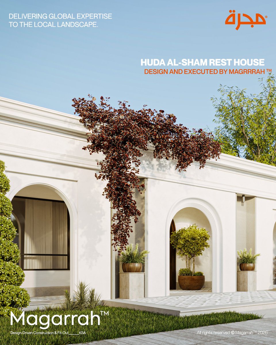 MagarrahBuild's tweet photo. Where Vision Finds Its Setting.
Magarrah undertakes the execution of Huda Al-Sham Rest House in the Kingdom of Saudi Arabia—shaping a retreat defined by clarity, balance, and controlled execution. https://t.co/1en1uTqAKy