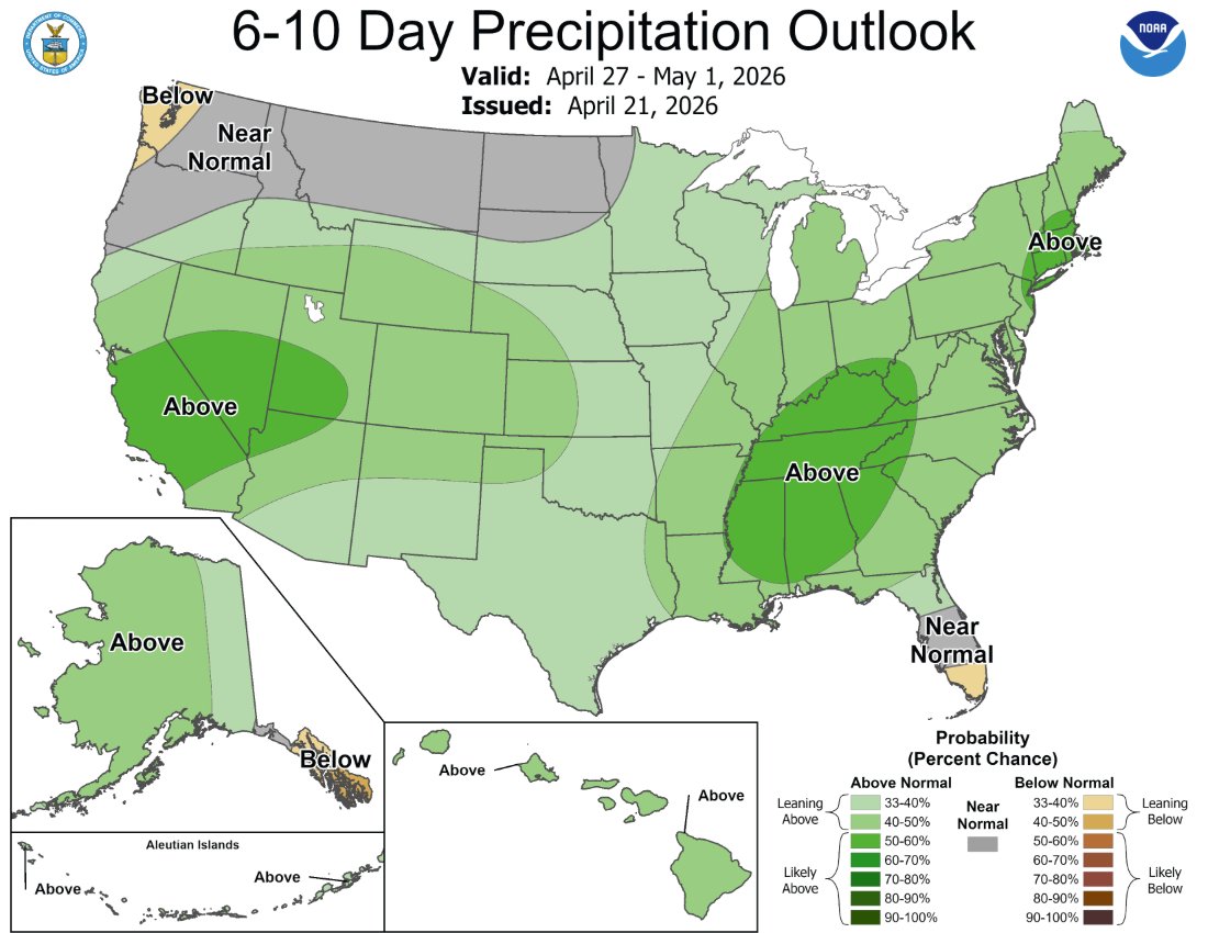 A cold front brings rain chances as well as a cooling trend this weekend, but temperatures should remain above normal. Rain chances may linger through the end of April!

#scwx #ncwx #gawx