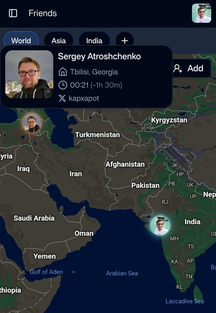 avi11x's tweet photo. It's been years, I keep talking to people from the US, Europe and other countries &amp; keep asking the same thing,

Which time zone you're in?

But I found @mapfolks_  built by @kapxapot 🔥

I can easily see, where the person I'm talking to belongs to,  timezone &amp; social. https://t.co/TK8T91UtSx
