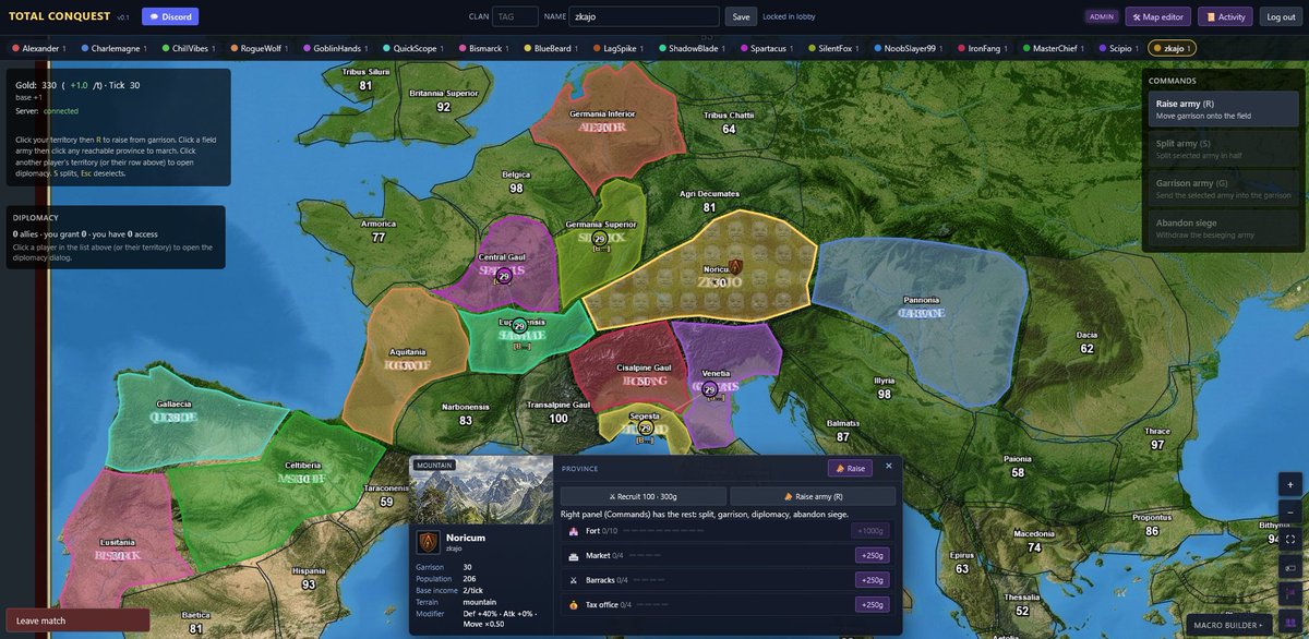 zkajota's tweet photo. Conquer territory, build your economy, forge alliances, and betray everyone at the perfect moment. 
Total Conquest is chaotic strategy at its best.
Play now for free: https://t.co/DlTL8lMAkn

#TotalConquest #StrategyGame #RTS #PvP https://t.co/QOJk0Io30T