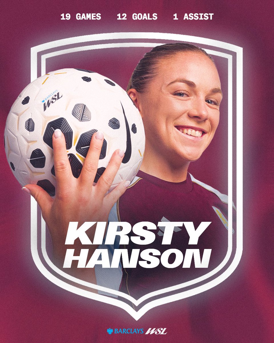 BarclaysWSL's tweet photo. Stop Kirsty Hanson? Good luck with that... 🔥

The @AVWFCOfficial star's goal tally makes her the second highest scorer and the ONLY player outside of Manchester City to have hit double digits in the #BarclaysWSL this season 🌟 https://t.co/85cn8W9WRV