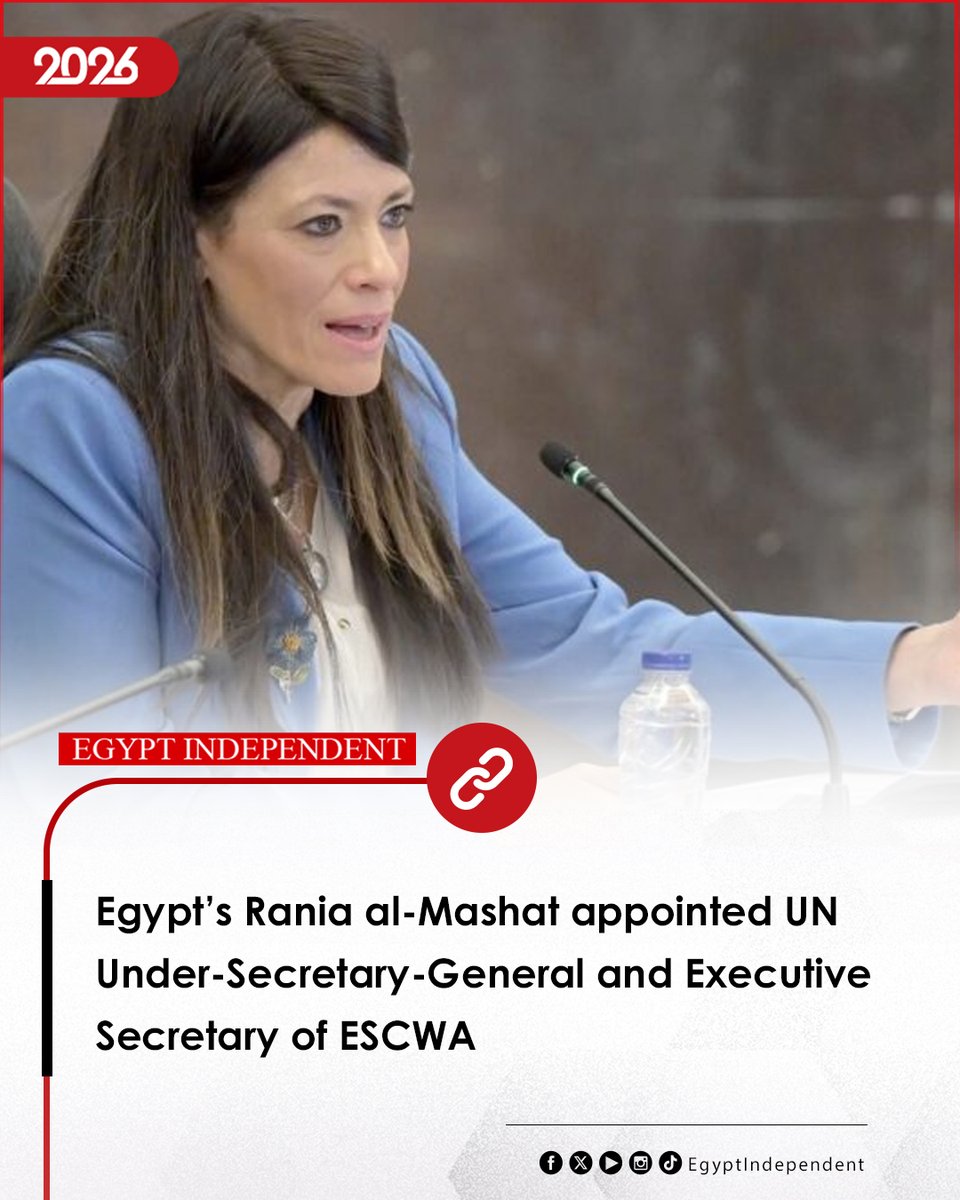EgyIndependent's tweet image. #AMAY | Egypt’s Rania al-Mashat appointed UN Under-Secretary-General and Executive Secretary of ESCWA
egyptindependent.com/egypts-rania-a…