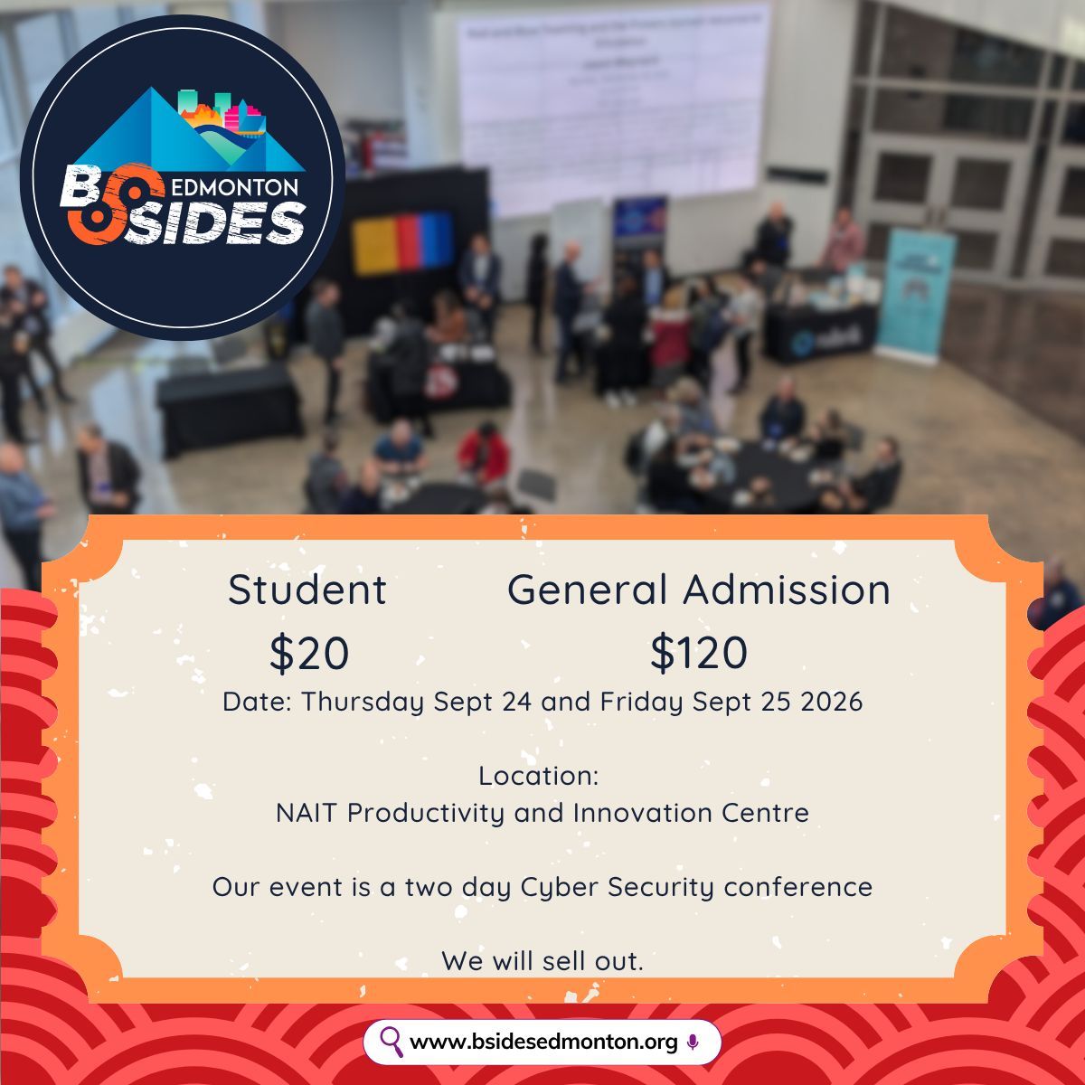 bsidesedmonton's tweet photo. Grab your tickets now and join the local community for a day of deep dives, networking, and expert-led sessions. You don't want to miss this one.

Get your tickets here: https://t.co/ipeWfWIaFY https://t.co/bDO0qrG8Mn